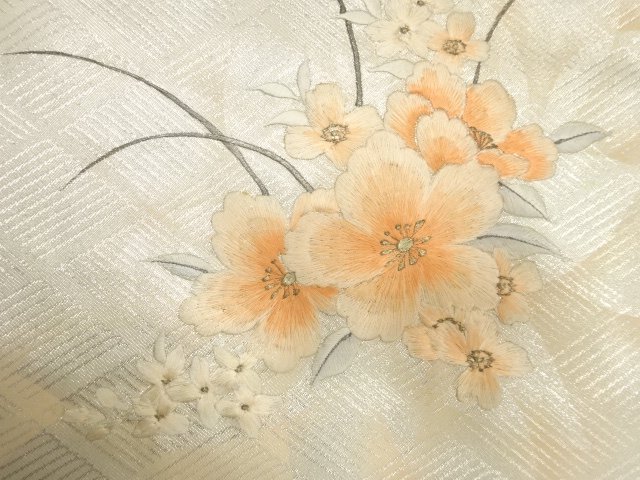 JAPANESE KIMONO / ANTIQUE NAGOYA OBI / SILK / EMBROIDERY / FLOWER